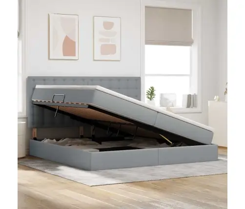 Glabāšanas Gulta Gaiši Pelēks 200 X 200 Cm Mākslīgā Āda Vidaxl