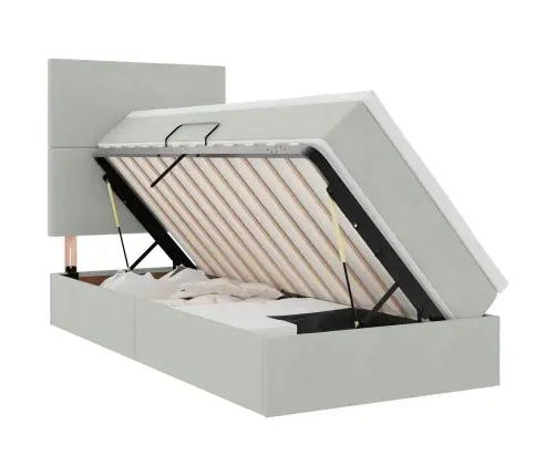 Gulta Ar Uzglabāšanas Vietu Un Matraci Gaiši Pelēks 90 X 190 Cm Vidaxl