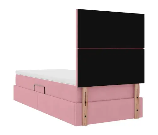 Gulta Ar Uzglabāšanas Vietu Un Matraci Rozā 90 X 190 Cm Samts Vidaxl