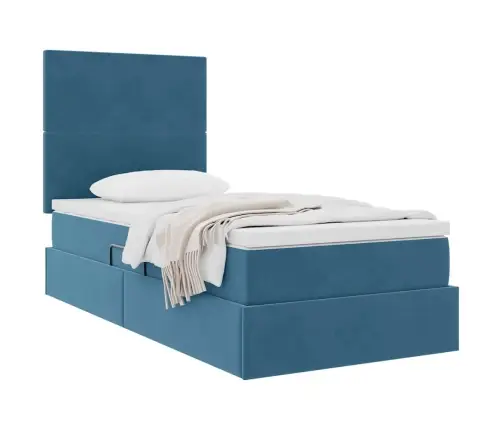 Gulta Ar Uzglabāšanas Vietu Un Matraci Tumši Zils 90 X 200 Cm Vidaxl