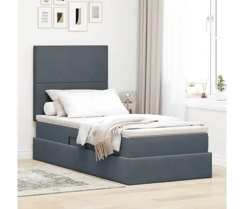 Gulta Ar Uzglabāšanas Vietu Un Matraci 100 X 200 Cm Samts Vidaxl