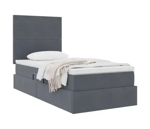 Gulta Ar Uzglabāšanas Vietu Un Matraci 100 X 200 Cm Samts Vidaxl