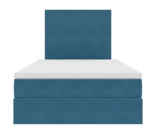 Gulta Ar Uzglabāšanas Vietu Un Led Tumši Zils 120 X 200 Cm Vidaxl