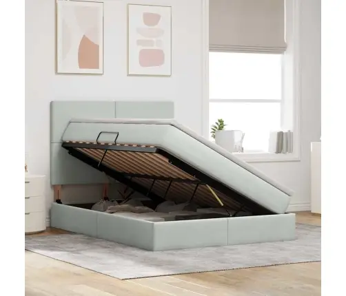 Gulta Ar Uzglabāšanas Vietu Un Led Gaiši Pelēks 140 X 190 Cm Vidaxl