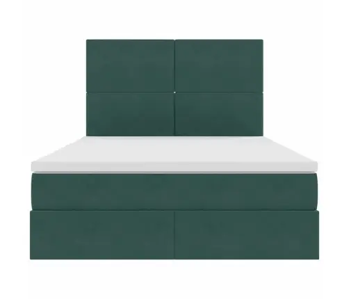 Gulta Ar Uzglabāšanas Vietu Un Led Tumši Zaļš 140 X 190 Cm Vidaxl