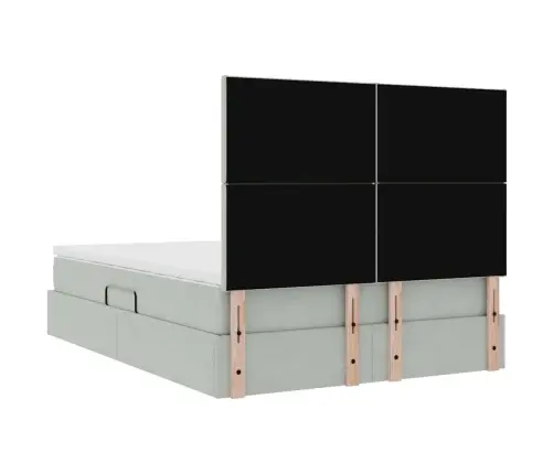 Gulta Ar Uzglabāšanas Vietu Un Led Gaiši Pelēks 140 X 200 Cm Vidaxl