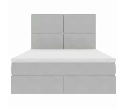 Gulta Ar Uzglabāšanas Vietu Un Led Gaiši Pelēks 140 X 200 Cm Vidaxl