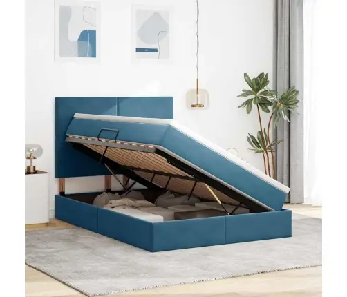 Lova Su Daiktų Laikymo Vieta Ir Čiužiniu Tamsiai Mėlyna