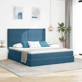Gulta Ar Uzglabāšanas Vietu Un Matraci Tumši Zils 160 X 200 Cm Vidaxl