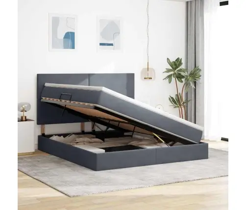 Gulta Ar Uzglabāšanas Vietu Un Matraci Ar Matraci Tumši Pelēks Vidaxl