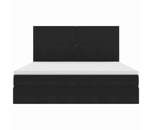 Gulta Ar Uzglabāšanas Vietu Un Led Melna 180 X 200 Cm Samts Vidaxl