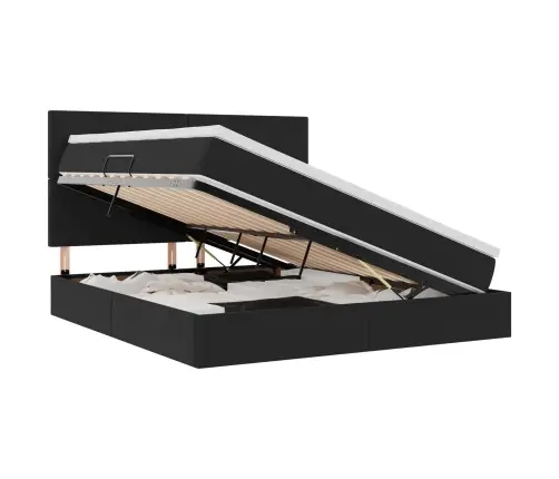 Gulta Ar Uzglabāšanas Vietu Un Led Melna 180 X 200 Cm Samts Vidaxl