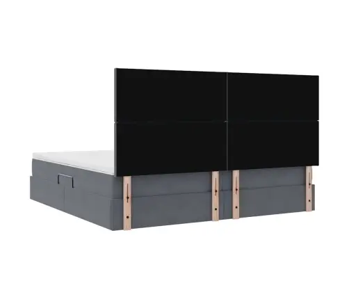 Gulta Ar Uzglabāšanas Vietu Un Led Tumši Pelēks 200 X 200 Cm Vidaxl