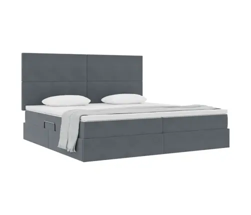 Gulta Ar Uzglabāšanas Vietu Un Led Tumši Pelēks 200 X 200 Cm Vidaxl