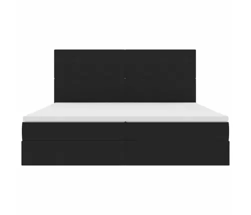 Gulta Ar Uzglabāšanas Vietu Un Led Melna 200 X 200 Cm Samts Vidaxl