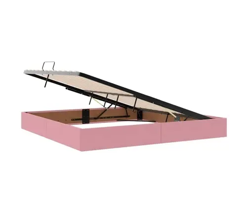 Gulta Ar Uzglabāšanas Vietu Un Led Rozā 200 X 200 Cm Samts Vidaxl