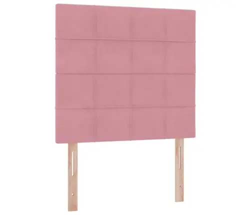 Voodi Hoiukohaga Ja Madratsiga Peaga Roosa 90 X 190 Cm Samet