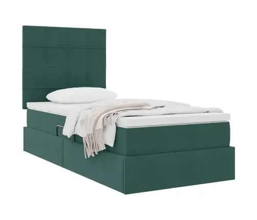 Gulta Ar Uzglabāšanas Vietu Un Matraci Tumši Zaļš 90 X 200 Cm Vidaxl