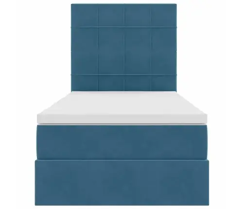 Voodi Hoiukohaga Ja Madratsiga Tumesinine 90 X 200 Cm Samet