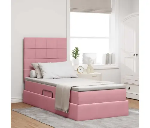Lova Su Daiktų Laikymo Vieta Ir Čiužiniu Rožinė 90 X 200 Cm
