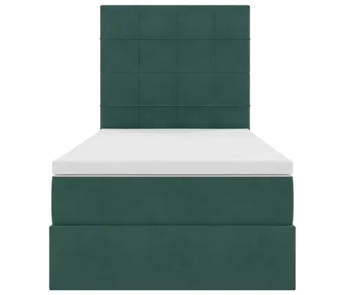 Voodi Hoiukohaga Ja Madratsiga Tume Rohelise 100 X 200 Cm Samet