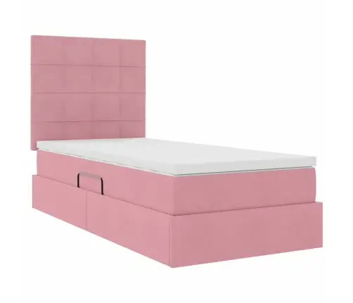 Gulta Ar Uzglabāšanas Vietu Un Matraci Rozā 100 X 200 Cm Samts Vidaxl