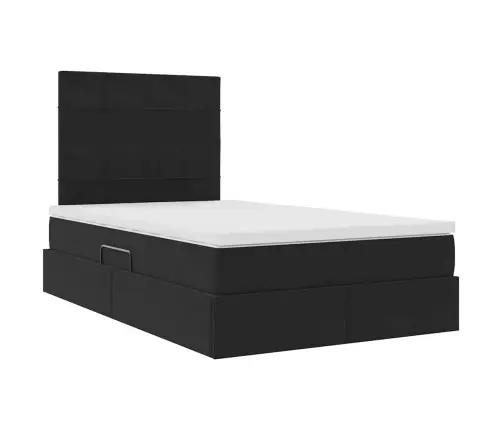 Gulta Ar Uzglabāšanas Vietu Un Led Melna 120 X 200 Cm Samts Vidaxl