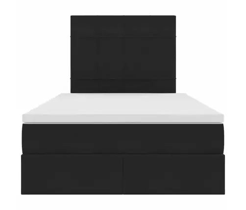 Gulta Ar Uzglabāšanas Vietu Un Led Melna 120 X 200 Cm Samts Vidaxl