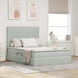 Gulta Ar Uzglabāšanas Vietu Un Matraci 140 X 190 Cm Samts Vidaxl