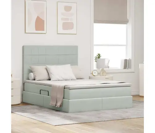 Gulta Ar Uzglabāšanas Vietu Un Led Gaiši Pelēks 140 X 190 Cm Vidaxl