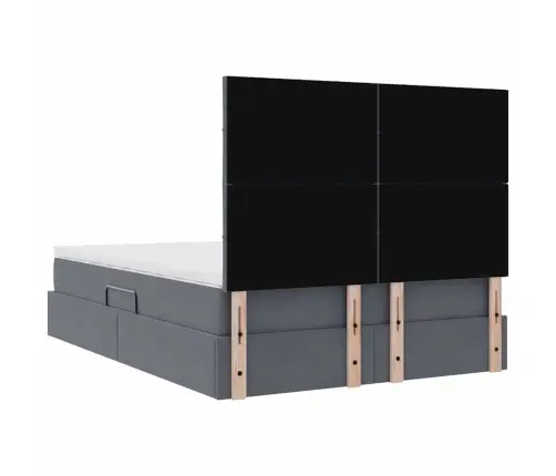 Gulta Ar Uzglabāšanas Vietu Un Led Tumši Pelēks 140 X 200 Cm Vidaxl