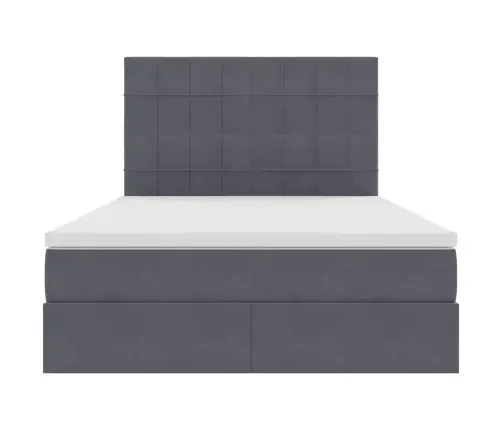 Gulta Ar Uzglabāšanas Vietu Un Led Tumši Pelēks 140 X 200 Cm Vidaxl