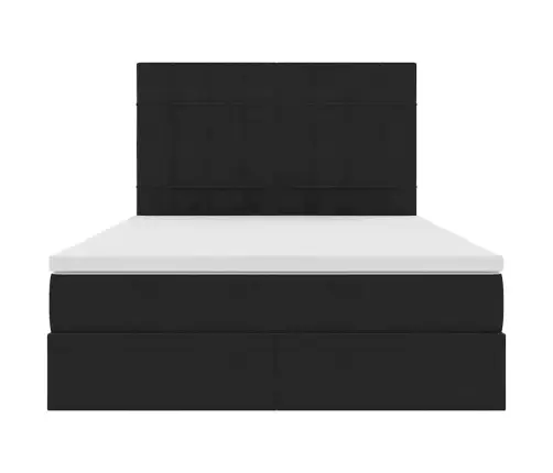 Gulta Ar Uzglabāšanas Vietu Un Led Melna 140 X 200 Cm Samts Vidaxl