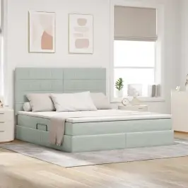 Gulta Ar Uzglabāšanas Vietu Un Matraci 160 X 200 Cm Samts Vidaxl