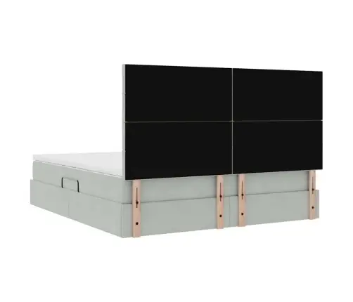 Gulta Ar Uzglabāšanas Vietu Un Led Gaiši Pelēks 160 X 200 Cm Vidaxl