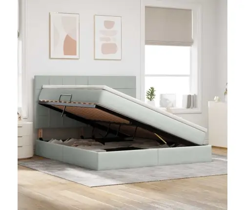 Gulta Ar Uzglabāšanas Vietu Un Led Gaiši Pelēks 180 X 200 Cm Vidaxl