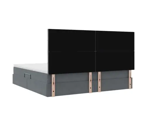 Gulta Ar Uzglabāšanas Vietu Un Led Tumši Pelēks 200 X 200 Cm Vidaxl