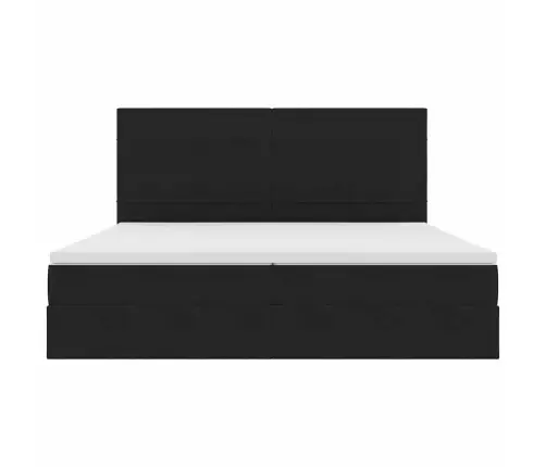 Gulta Ar Uzglabāšanas Vietu Un Led Melna 200 X 200 Cm Samts Vidaxl