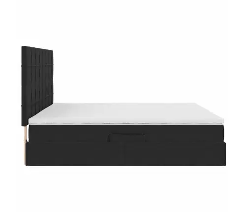 Gulta Ar Uzglabāšanas Vietu Un Led Melna 200 X 200 Cm Samts Vidaxl