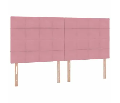 Gulta Ar Uzglabāšanas Vietu Un Led Rozā 200 X 200 Cm Samts Vidaxl