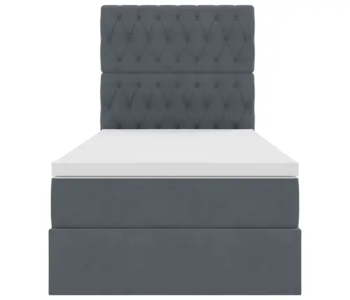 Voodi Hoiukohaga Ja Madratsiga Peaga Tumehall 90 X 190 Cm Samet