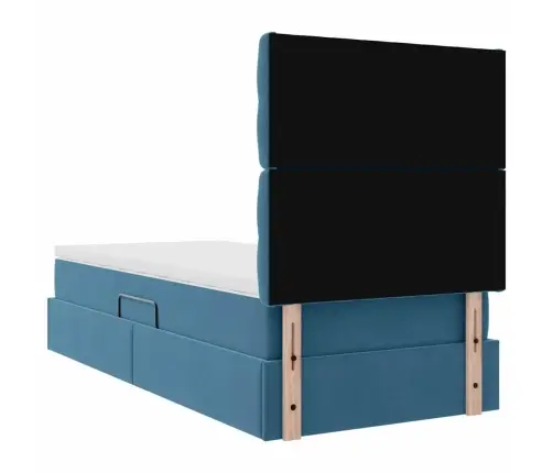 Voodi Hoiukohaga Ja Madratsiga Tumesinine 90 X 200 Cm Samet