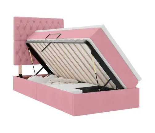 Lova Su Daiktų Laikymo Vieta Ir Čiužiniu Rožinė 90 X 200 Cm