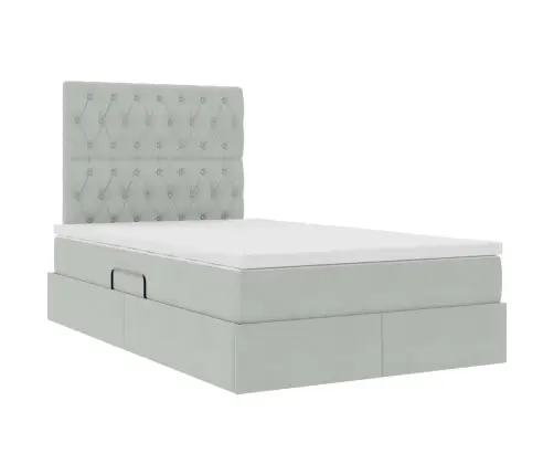 Gulta Ar Uzglabāšanas Vietu Un Led Gaiši Pelēks 120 X 200 Cm Vidaxl