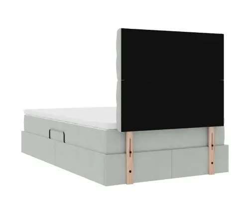 Gulta Ar Uzglabāšanas Vietu Un Led Gaiši Pelēks 120 X 200 Cm Vidaxl