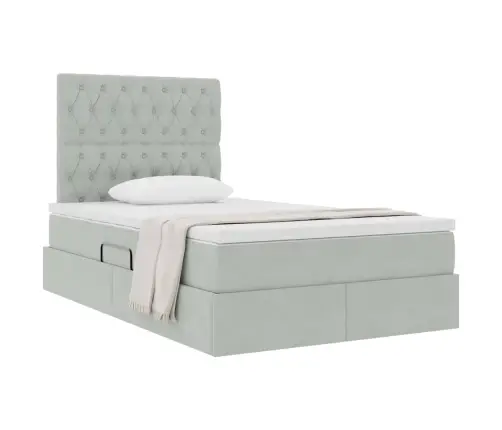 Gulta Ar Uzglabāšanas Vietu Un Led Gaiši Pelēks 120 X 200 Cm Vidaxl