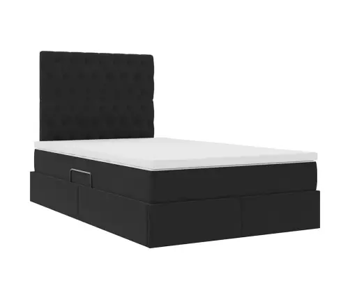 Lova Su Daiktų Laikymo Vieta Ir Čiužiniu Juoda 120 X 200 Cm
