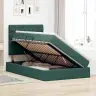 Gulta Ar Uzglabāšanas Vietu Un Led Tumši Zaļš 120 X 200 Cm Vidaxl