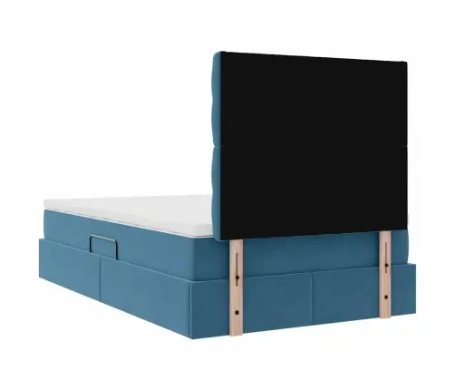 Voodi Hoiukohaga Ja Madratsiga Tumesinine 120 X 200 Cm Samet