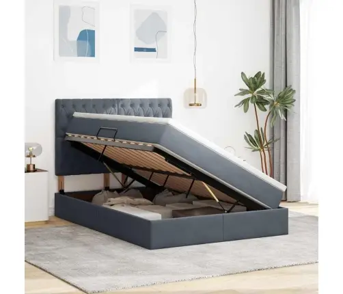 Gulta Ar Uzglabāšanas Vietu Un Led Tumši Pelēks 140 X 190 Cm Vidaxl